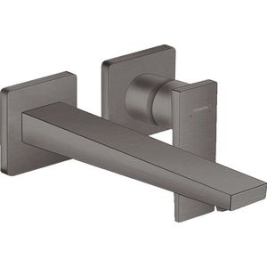 Baterie lavoar Hansgrohe Metropol de perete pipa 225mm fara ventil necesita corp incastrat negru periat imagine