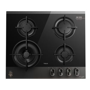 Plita gaz incorporabila Teka GBC 64-VGogh VBC BV 4 arzatoare 60 cm arzator wok gratare fonta cristal gri inchis & negru editie speciala Van Gogh imagine