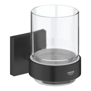 Pahar cu suport de perete Grohe Start Cube matte black imagine