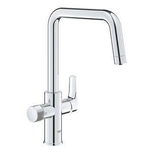 Baterie bucatarie cu 3 cai Grohe Blue Pure Start cu pipa pivotanta U crom imagine