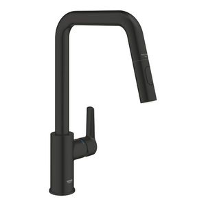 Baterie bucatarie Grohe Start cu dus extractibil pipa U matte black imagine
