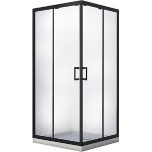 Cabina de dus patrata Besco Modern 80x80 tratata anticalcar profil negru imagine