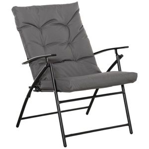 Outsunny Scaun de Camping Pliabil cu Confort Superior, Pernă Detașabilă, Cadru din Metal, Tesătură Oxford, Gri | Aosom Romania imagine