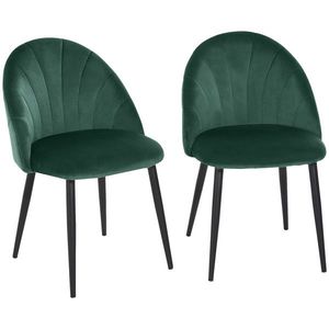 HOMCOM Set de 2 Scaune Căptușite fără Cotiere, Scaune pentru Sufrageri sau Bucatarie, 50x54x80 cm, Verde | Aosom Romania imagine