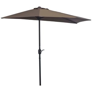 Outsunny Umbrelă Perete Semi Circulară Deschidere Manivela Economie Spațiu Terasă Balcon Cafeniu | Aosom Romania imagine