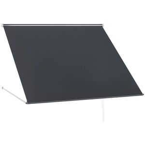 Outsunny Copertină cu Braț Pliabil, cu Deschidere Manuală, Copertină Basculantă cu Protecție UV30+, 150x120 cm, Gri Închis | Aosom Romania imagine