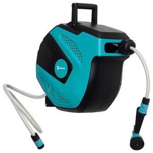 DURHAND Tambur cu Furtun de 15 m Retractabil cu 7 Moduri de Irigare și Kit de Montare, 44x22, 5x41 cm, Negru | Aosom Romania imagine