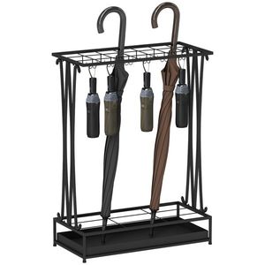 HOMCOM Suport pentru Umbrele din Oțel cu Tavă de Scurgere Detașabilă, 50x24x68 cm, Negru | Aosom Romania imagine