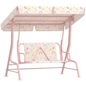 AIYAPLAY Leagăn pentru Copii cu Copertină Reglabilă și Centură de Siguranță, 120x112x75 cm, Roz | Aosom Romania imagine
