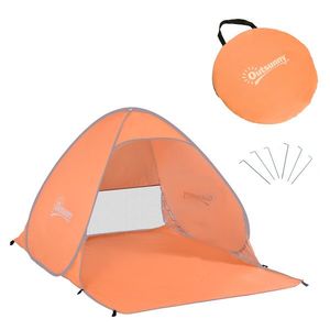 Outsunny Cort de Plajă Pop Up cu Protecție UV 30+, Fereastră și Geantă de Transport, 200x150x119 cm, Portocaliu | Aosom Romania imagine