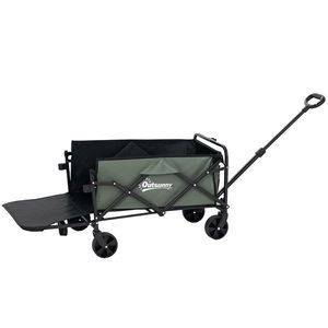 Outsunny Cărucior Pliabil de Grădină de 72l cu Deschidere Posterioară, Roți, Buzunare și Mâner, 114x46x65-92 cm, Verde | Aosom Romania imagine