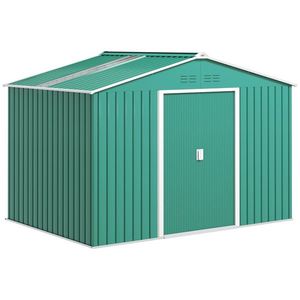 Outsunny Șopron pentru Unelte cu Acoperiș Înclinat și Uși Glisante Duble, 277x195x192 cm, Verde Închis | Aosom Romania imagine