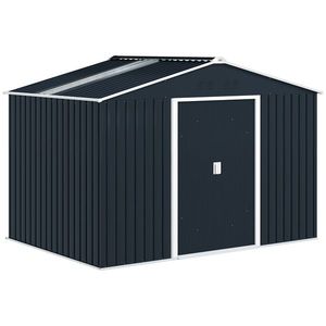 Outsunny Șopron pentru Unelte cu Acoperiș Înclinat și Uși Glisante Duble, 277x195x192 cm, Gri Închis | Aosom Romania imagine