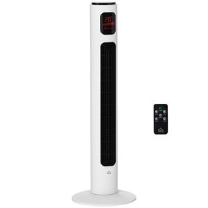 HOMCOM Ventilator Turn 45W cu 3 Moduri și 3 Viteze cu Cronometru 12h, Ventilator de Podea ABS cu Telecomandă, Ø32x96 cm, Alb-Negru | Aosom Romania imagine