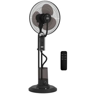 HOMCOM Ventilator cu Pulverizare de Apă, 3 Viteze și 3 Moduri cu Telecomandă, Negru | Aosom Romania imagine