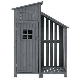 Dulap de grădină cu 2 rafturi, magazie de unelte cu spațiu de depozitare mare, 124L x 46P x 174Î cm, Gri imagine