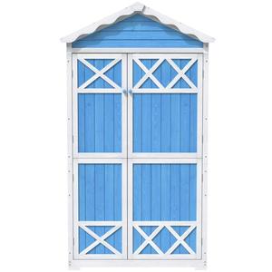 Depozit pentru mobilier de grădină din lemn pentru exterior, design rezistent la intemperii cu întărituri stabile în formă de X, 93x45x179 cm, Albastru imagine