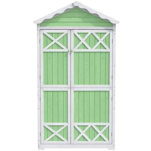 Depozit exterior pentru mobilier de grădină din lemn, design rezistent la intemperii cu întărituri stabile în formă de X, 93x45x179 cm, Verde imagine
