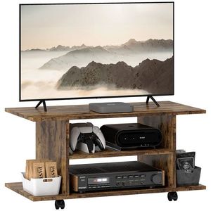 HOMCOM Comodă pentru TV cu Roți, 80×40×40 cm, Negru | Aosom Romania imagine