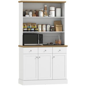 HOMCOM Bufet de Bucătărie cu 3 Compartimente Deschise, 101x39x180, 5 cm, Alb | Aosom Romania imagine