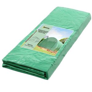Prelată de seră Outsunny din PE cu 12 ferestre, ușă rulantă și margini îngropate, 6x3x2 m, de culoare verde | Aosom Romania imagine