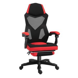 Vinsetto Scaun de Birou Ergonomic și Reclinabil cu Suport pentru Picioare Negru și Roșu | Aosom Romania imagine
