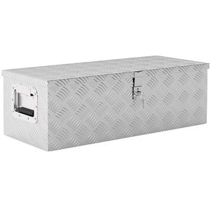 HOMCOM Cutie de depozitare din aluminiu cu mânere retractabile, închidere cu cheie, cufăr unelte multifuncțional, 76x33x25 cm, Gri | Aosom Romania imagine