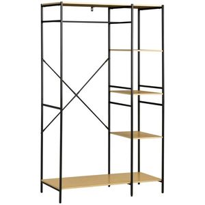 HOMCOM Penderie suport pentru haine de stil industrial din metal cu grindă și 4 rafturi, dim. 100L x 46L x 170, 5H cm | Aosom Romania imagine