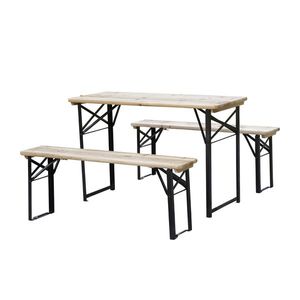 Outsunny Set de Bere 1 Masa 120x50cm 2 Banci 120x25cm din Lemn de Brad imagine