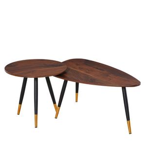 HOMCOM Masute de sufragerie in Stil industrial, Set 2 piese, Masute de sufragerie din Lemn Forma de Picatura Culoare Nuc | Aosom Romania imagine