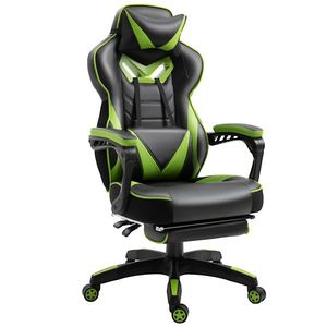 Vinsetto Scaun gaming ergonomic cu suport picioare, cap și lombar, fotoliu de birou confortabil, înălțime reglabilă, negru/verde | Aosom Romania imagine