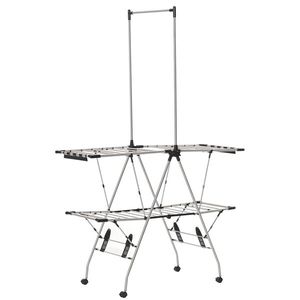 HOMCOM Uscător de rufe cu suport pliabil și roți, spațiu mare de uscare, oțel inoxidabil 138, 5 x 63 x 208 cm argintiu negru | Aosom Romania imagine