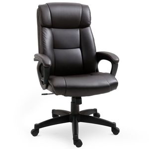 HOMCOM Fotoliu birou ergonomic reglabil cu roți pivotante 360°, tapițerie PU ciocolată, 64x73x106-115, 5 cm | Aosom Romania imagine