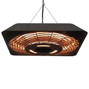 Outsunny Lampa pentru Incalzire in Aer Liber cu Lumina, 3 Niveluri de Putere 800W/1200W/2000W si Telecomanda, 45x45x10cm, Negru | Aosom Romania imagine