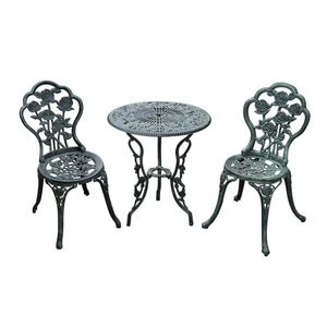 Outsunny Set Elegant de Grădină 2 Persoane, 2 Scaune si Masă Rotundă în Stil Neo-Retro, verde | Aosom Romania imagine