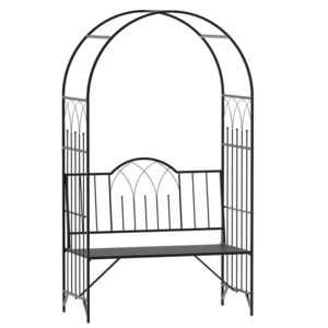 Outsunny Bancuta de Gradina cu Arc, 2 Locuri, cu Bolta pentru Flori Suspendate, Design Elegant, Rezistent la Intemperii, Negru | Aosom Romania imagine