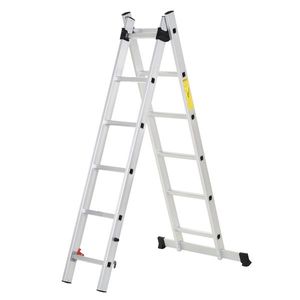 HOMCOM Scară multifuncțională din aluminiu 2, 5 m, pliabilă și portabilă, picior antiderapant, greutate maximă 150 kg, argintiu | Aosom Romania imagine