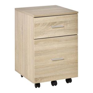 Vinsetto Sertar de birou sertar de depozitare mobil 2 sertare 5 roți din placaj de particule 39, 5 x 39 x 58, 5 cm stejar | Aosom Romania imagine