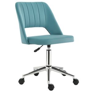 Vinsetto Scaun de birou ergonomic pivotant 360°, spate striat aerisit, înălțime reglabilă, tapițerie catifea, 49x60x91 cm, albastru | Aosom Romania imagine