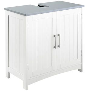 kleankin Mobilier Sub Lavoar Baie cu 2 Uși din MDF, 60x33x60cm, Gri și Alb | Aosom Romania imagine