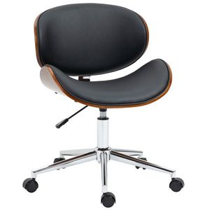 Vinsetto Scaun de birou design vintage înălțime reglabilă pivotant 360° lemn de plop înveliș sintetic 53 x 53 x 77-87 cm | Aosom Romania imagine