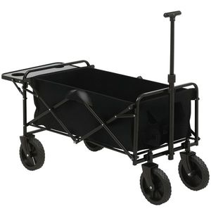 Outsunny Cărucior de Grădină Pliabil 4 Roți material textil detasabil mânecă telescopică Inclinație reglabilă Tavă Rabatabilă negru | Aosom Romania imagine