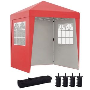 Outsunny Tonnelle barnum de grădină pop-up pliabil reglabil în înălțime protecție UV 30+ 3 părți laterale rouge | Aosom Romania imagine