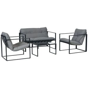 Outsunny Set de mobilier de grădină 4 piese 4 persoane cu canapea pentru 2 persoane, 2 fotolii și masă de cafea gri | Aosom Romania imagine