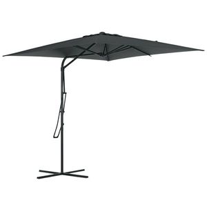 Outsunny Umbrelă de soare pătrată de exterior 2, 5 x 2, 5 m, umbrelă de grădină protecție UV bază cruciformă inclusă gri închis | Aosom Romania imagine