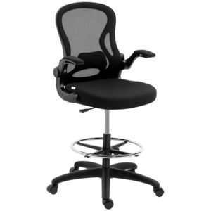 Scaun de birou reglabil în înălțime Vinsetto, cu suport pentru picioare, 59 cm x 65 cm x 122 cm, Negru | Aosom Romania imagine