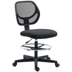 Vinsetto Scaun de birou înalt din plasă cu înălțime reglabilă 50-70 cm cu suport de picior pivotant la 360° negru | Aosom Romania imagine