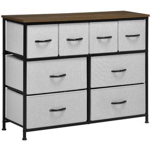 HOMCOM Comodă 8 sertare mobilier de depozitare sertar din material textil pliabil, structură din oțel negru, 100 x 30 x 78 cm | Aosom Romania imagine
