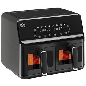 HOMCOM Friteuză cu Aer Cald cu 2 Coșuri Independente și 8 Meniuri, 38, 5x38x30, 5 cm, Negru | Aosom Romania imagine