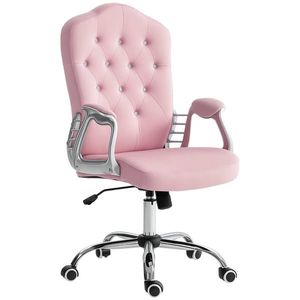 Vinsetto Scaun de birou, spătar reglabil, reglabil pe înălțime, aspect catifelat, până la 120 kg, Roz | Aosom Romania imagine
